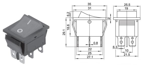 Kcd4 16a 250v 4 контакта схема подключения