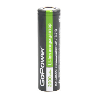 ICR18650 3.7v 2000mAh без защиты 18*65 GoPower плос. конт. PC1
