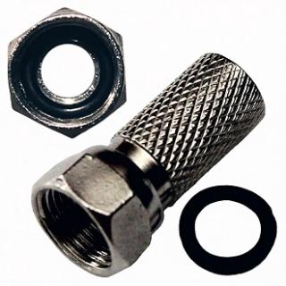 Штекер F накручив, на кабель RG6  с резиновым уплотнителем