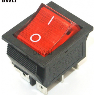SWR-76 6контактов красный+neon, 16А, 250V, 125°C переключатель