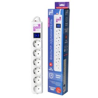 удлинитель сетевой фильтр Power Cube SPG(5+1) 5м (16А, ПВС 3*1,0 3500вт, 5+1роз.) белый
